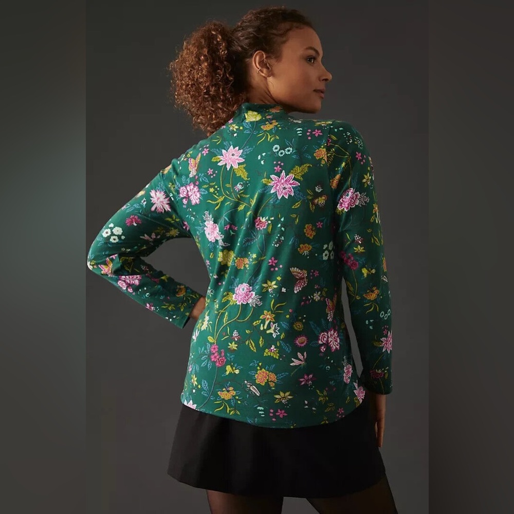 ✨ Anthropologie Printed Turtleneck Top Sz XS - Picture 4 of 5